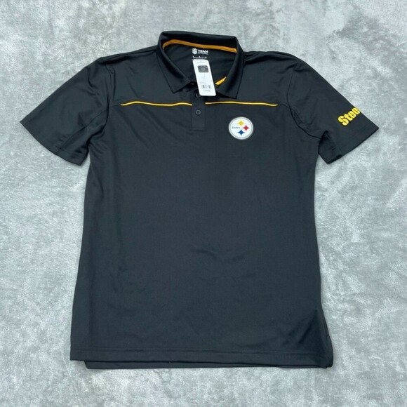 NFL Team Apparel Other - NFL Steelers Team Apparel Mens Polo Shirt Black Large Polyester d0717